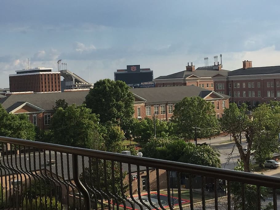 View of Auburn Campus and Jordan Hare Stadium and Video Board from penthouse terrace