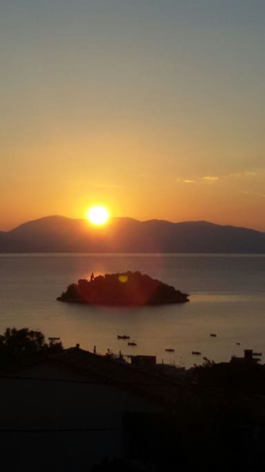 vue soleil couchant