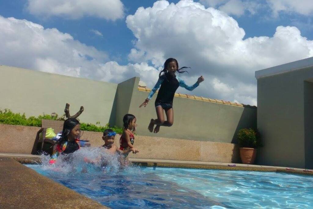 Splash at the pool at the rooftop just above the floor where the property is!