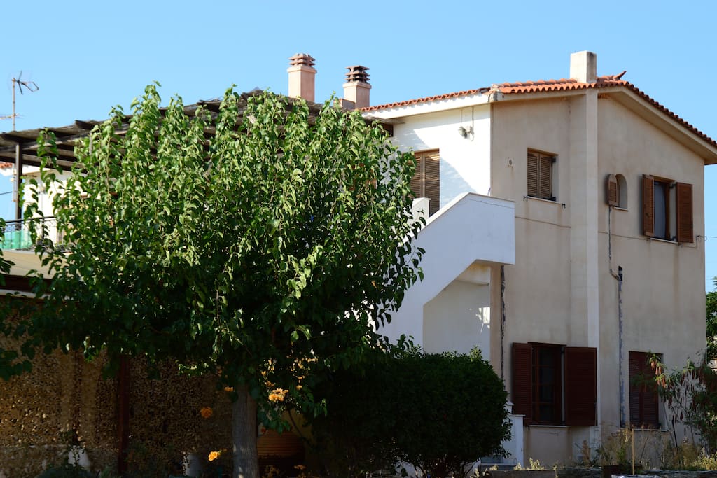House on upper level of building