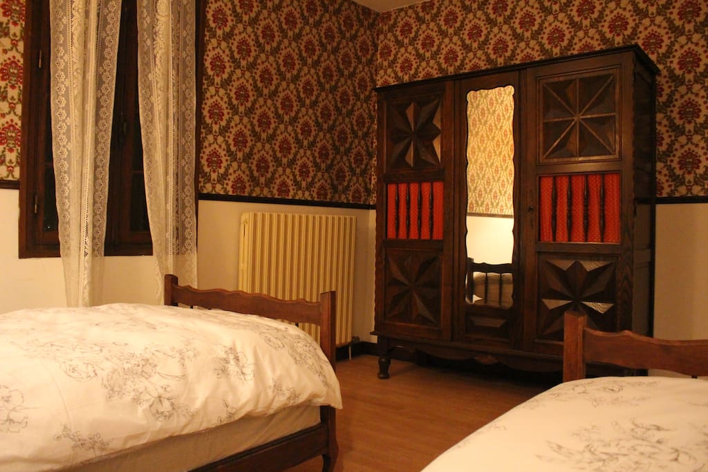 Spacious wardrobe with full-length mirror