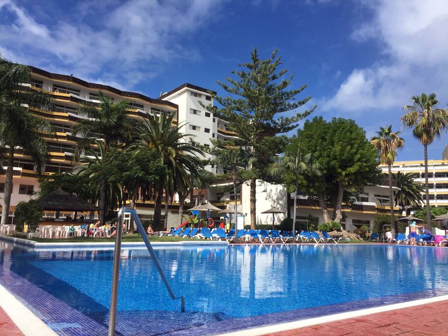 One of the swimming pools of the aparthotel