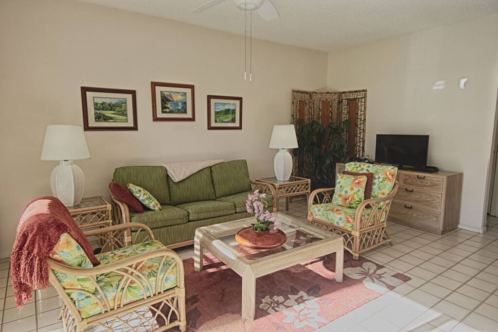 Living area with flat screen tv