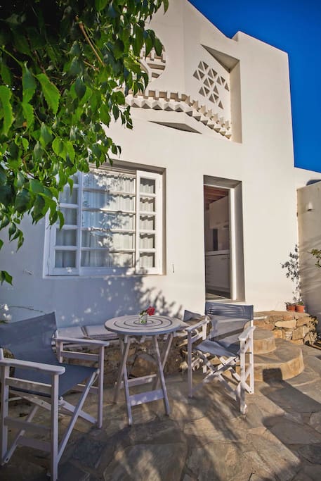 Enjoy the garden view from the private veranda of the apartment.