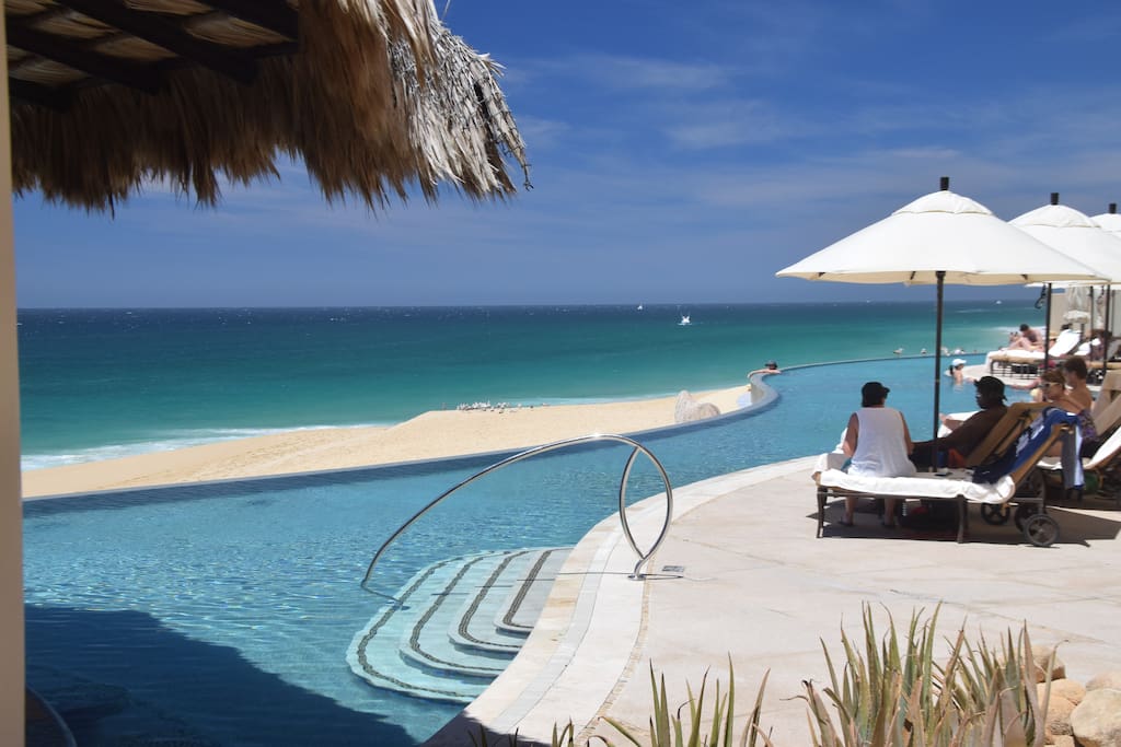 One of three infinity pools onsite with full service bar