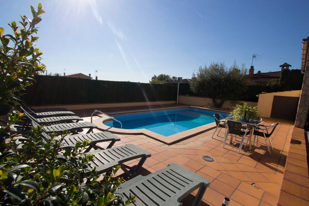 Sunbeds by the pool