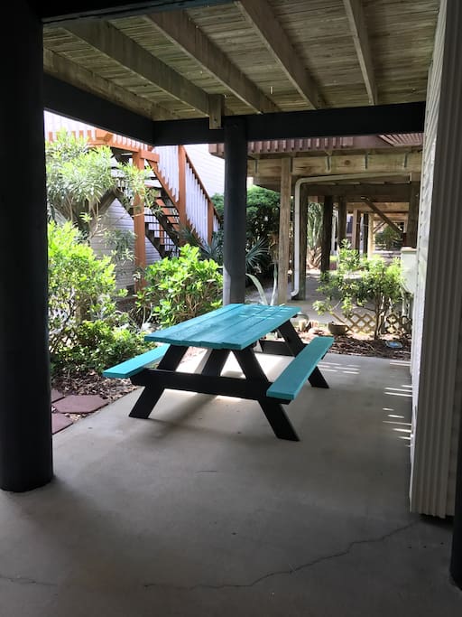 Enjoy your lunch in the quiet shaded area.