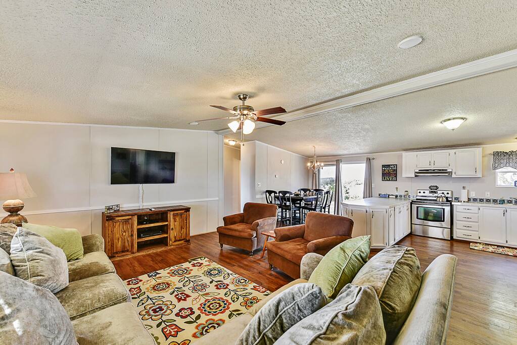 The living area is open concept