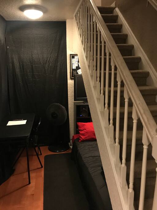 The most comfortable space even has a place for you to sit and do work