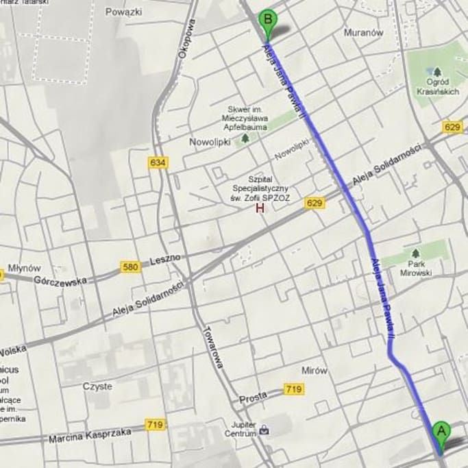 Itinerary from the center, very easy to find the place from the main train station & airport