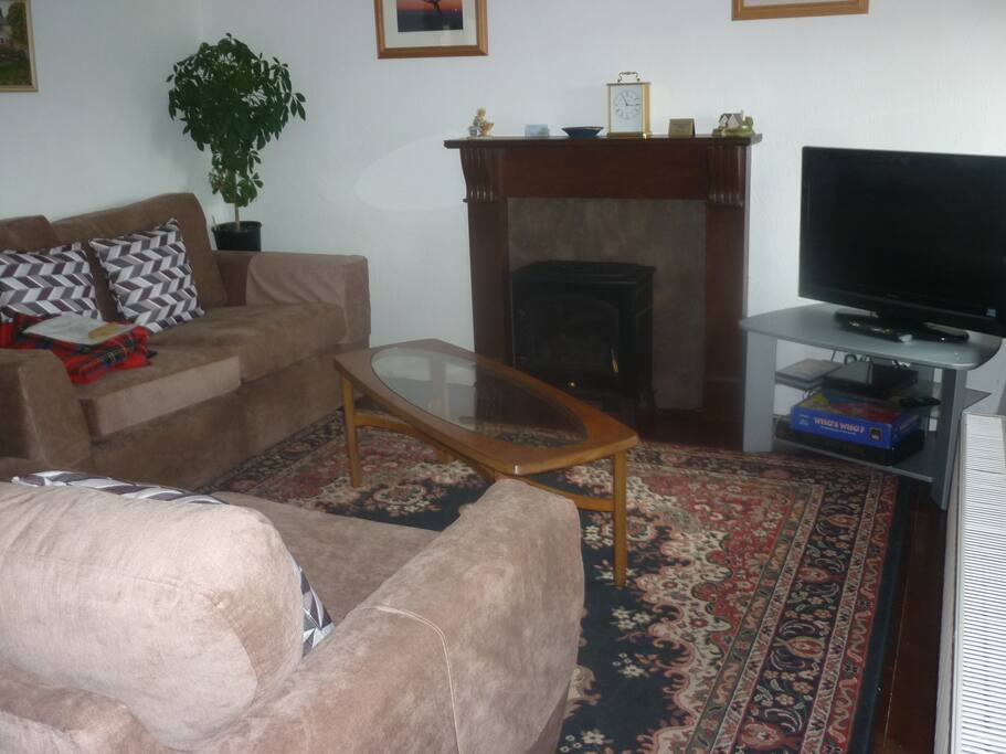 Open plan lounge dinner with electric fire