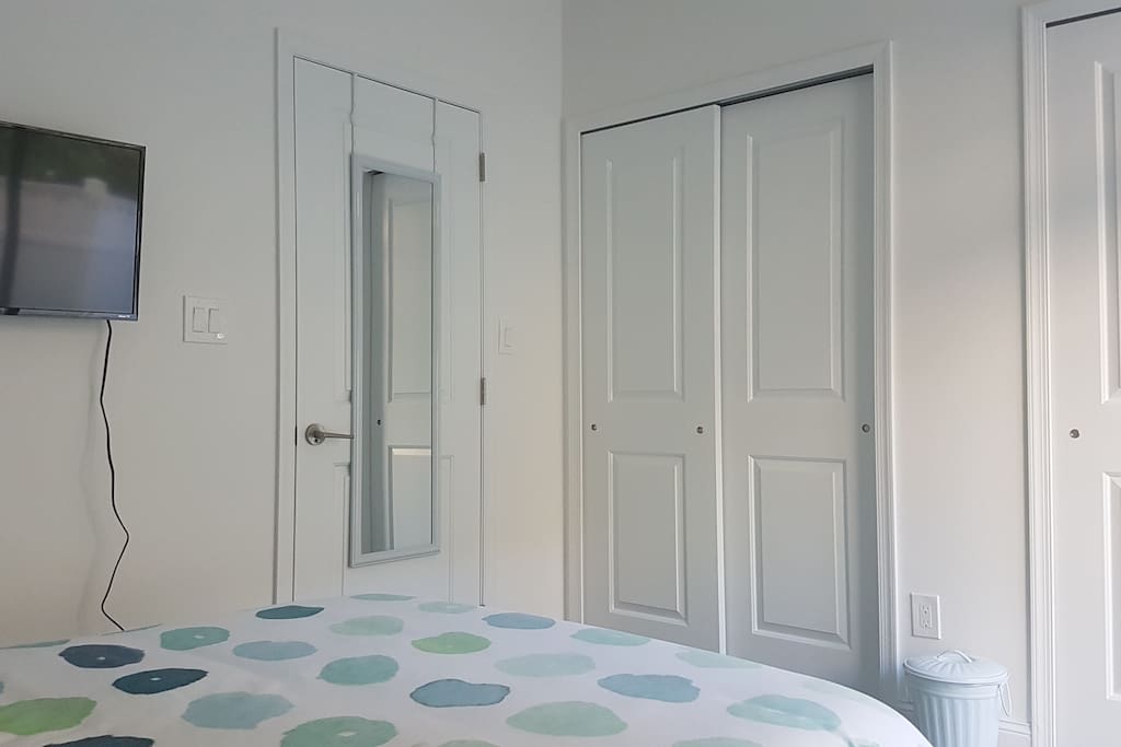 Large closets and full length mirror.