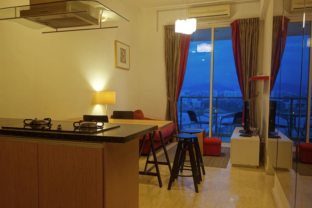 The living area viewed from the kitchen