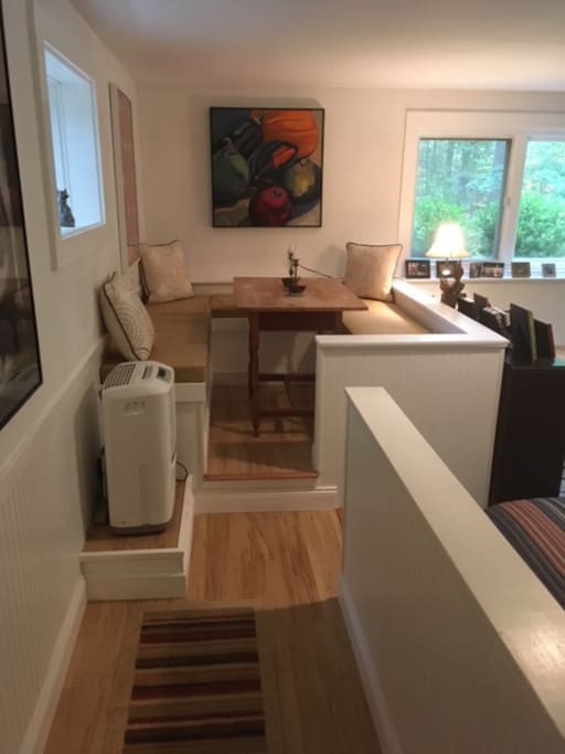 View from kitchen to breakfast nook/workspace