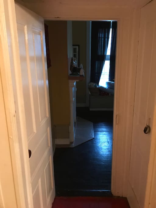 Short hallway to front Bedroom where guest stays