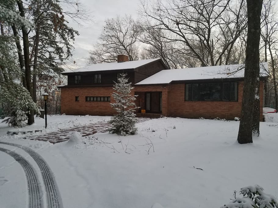 Private driveway with plenty of off street parking. House was custom designed and built in 1961.
