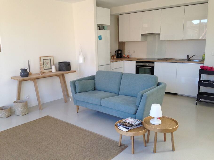Séjour coin cuisine / salle à manger (table pour 4 personnes)