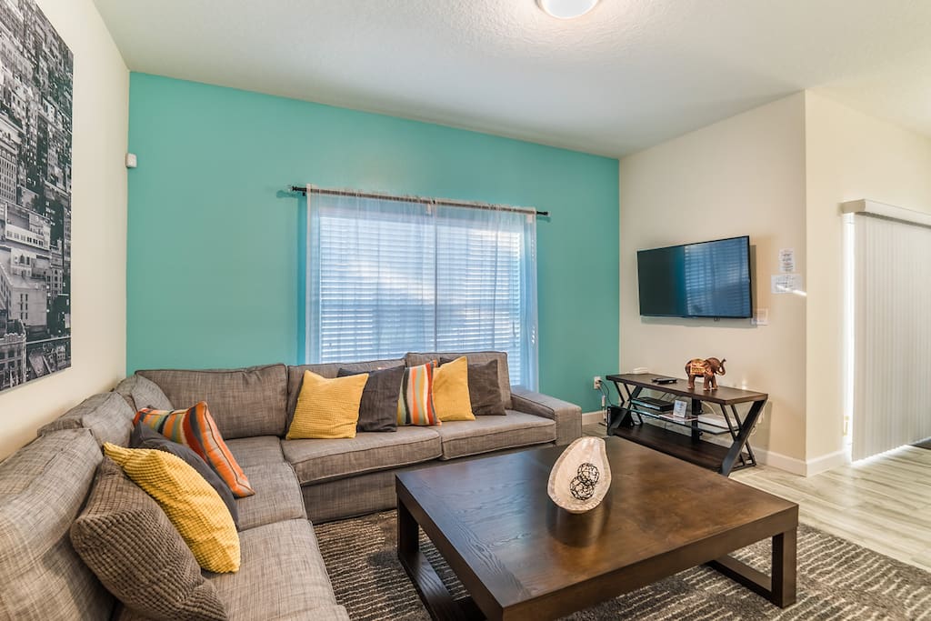 Comfortable living room with flat screen TV