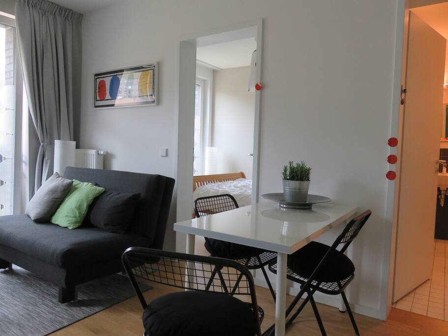 An ideal space to eat or work. Easy to reach plug for your laptop charger.