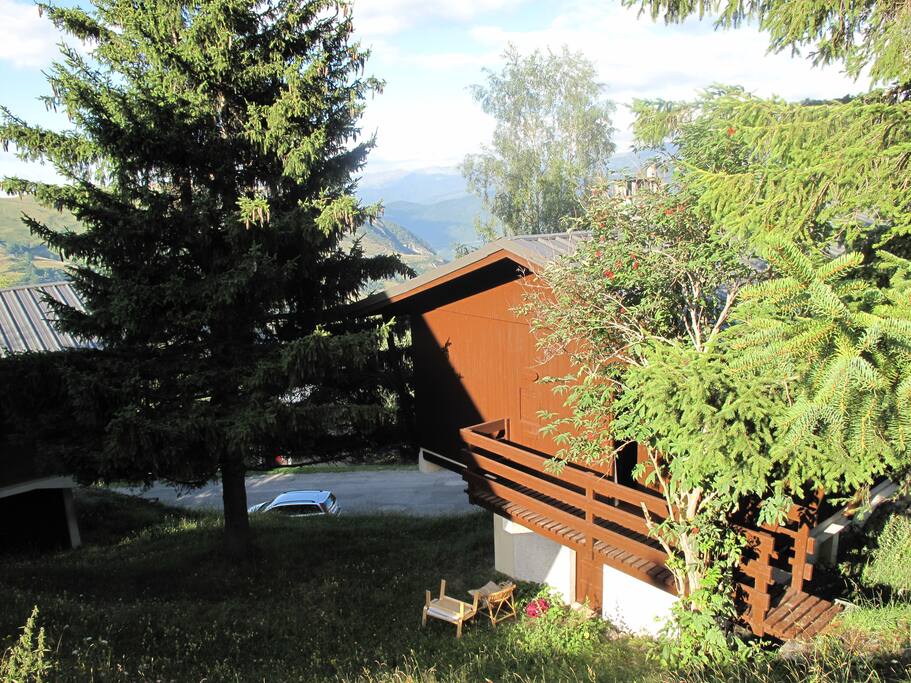 Arrivée sur le chalet par ''le haut '' en été.