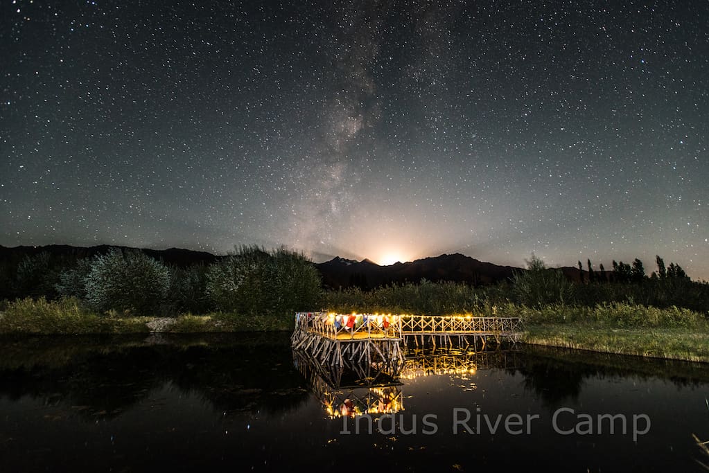 Milky Way view at the pond at night