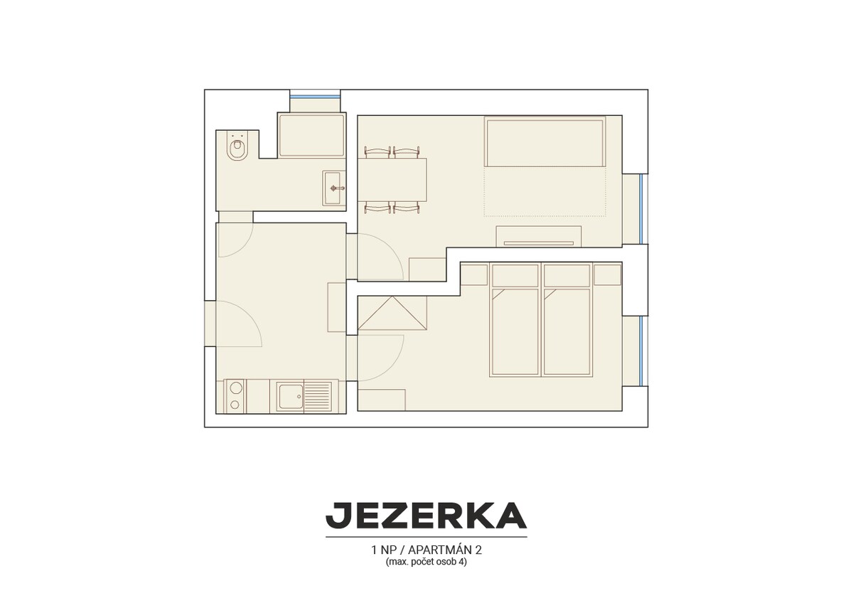 apartmán 2 poschodový plán