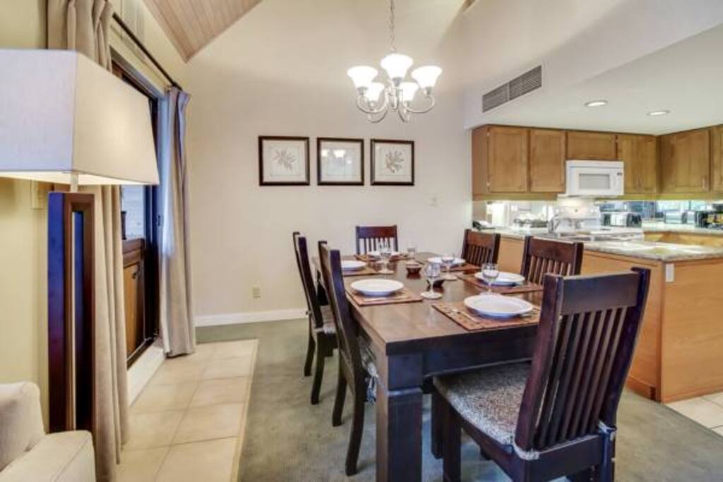 Plenty of seating for family style meals in