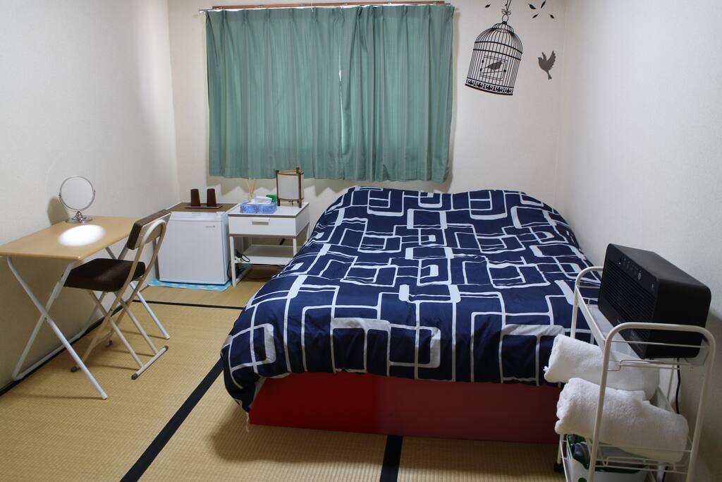 Double bed size with private aircon and fridge