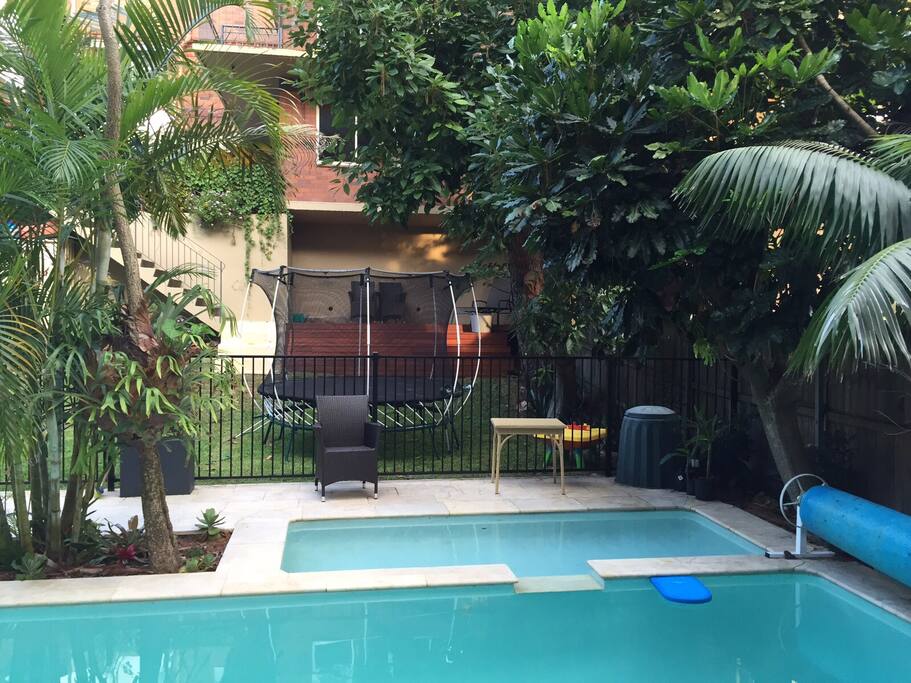 Toddler's pool and trampoline.