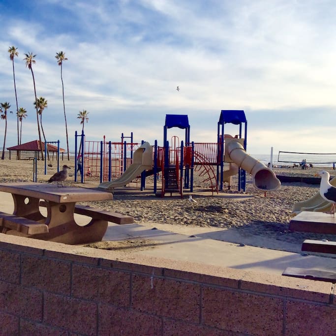 The beach near our house - volley ball, playground, fire pits, picnic areas.