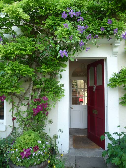 The flower filled front garden