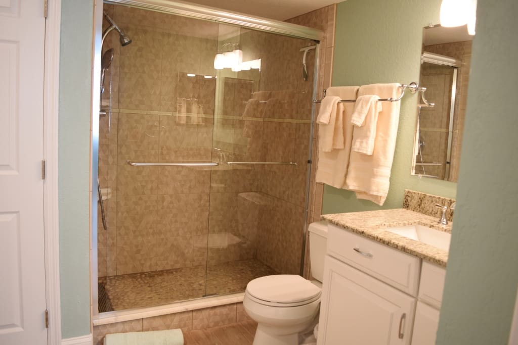 Brand new walk in shower and bathroom.