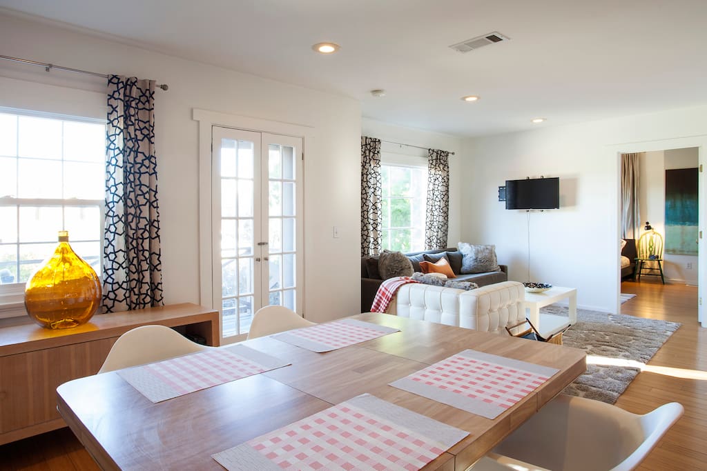 Kitchen opens into the living space.