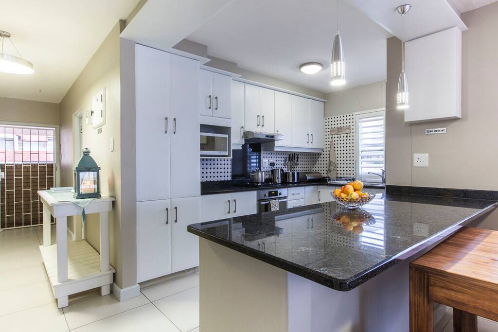 our kitchen is fully stocked, with dishwasher, tumble dryer, washing machine and a gas top electric oven and a double door fridge/freezer