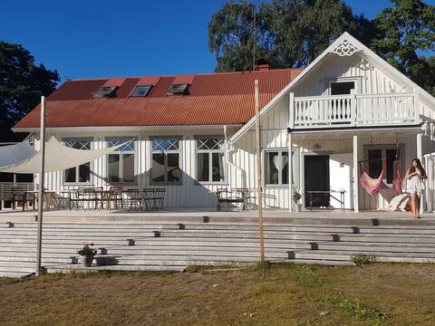 Spacious accommodation in a former village school near lake, forest and sea