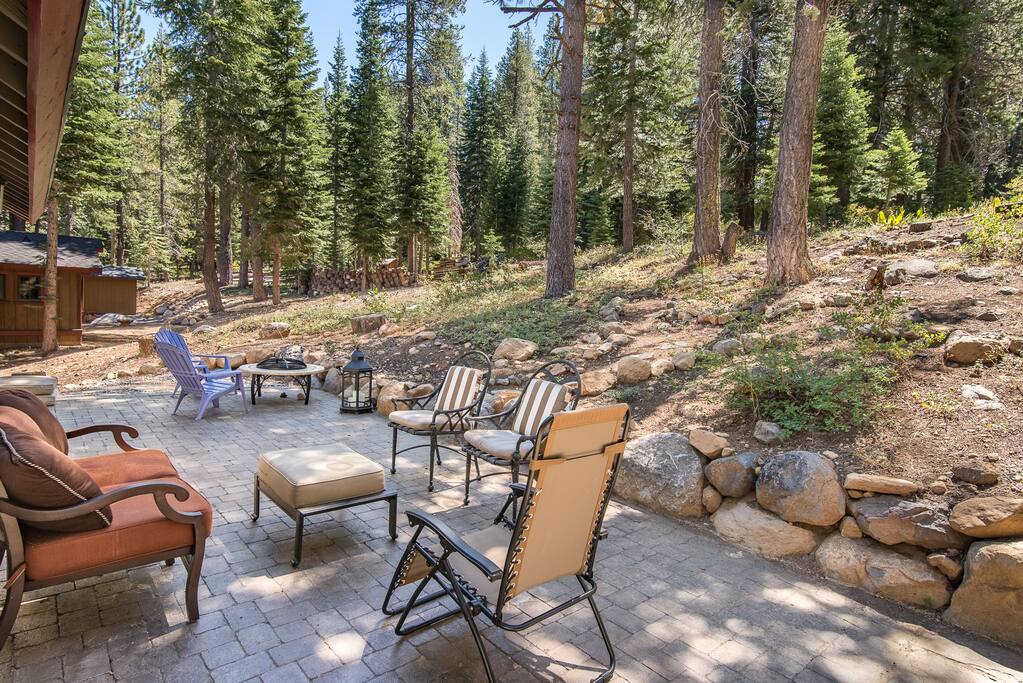 Gather the group on the shady patio, with plenty of seating.