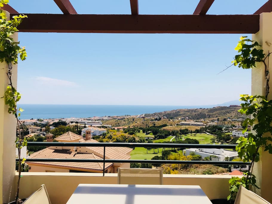 From the dining table on the balcony with the view