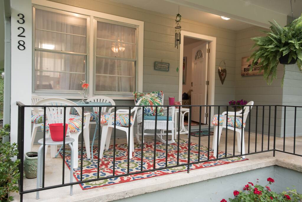 Cozy front porch. Look out for bears.