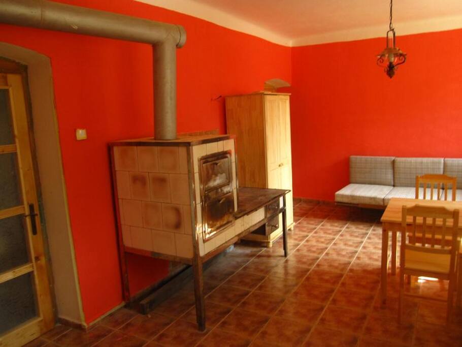 Kitchen for red green and yellow room