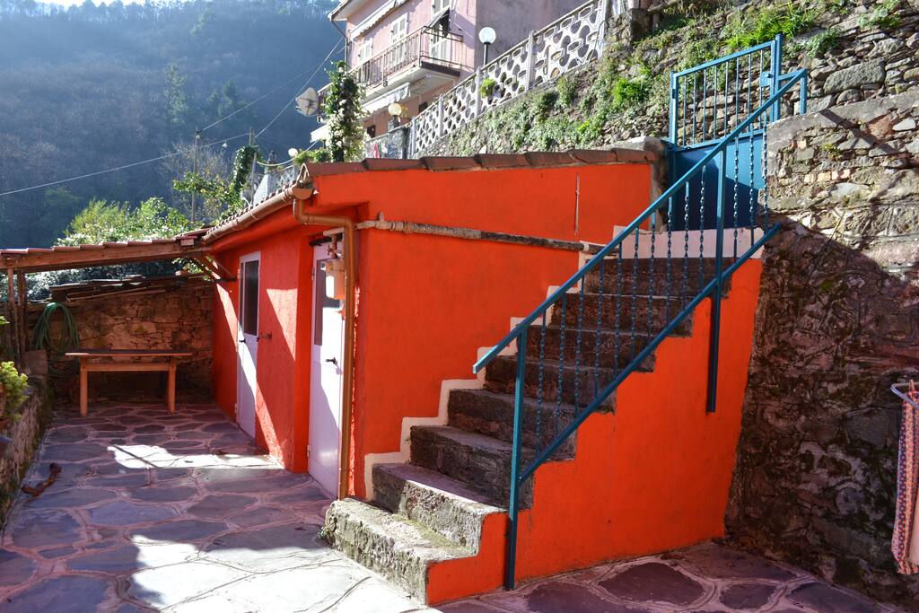 Il cortile con: locale caldaia e ripostiglio e lavanderia- bagno.
Courtyard with:
closet and laundry bathroom.