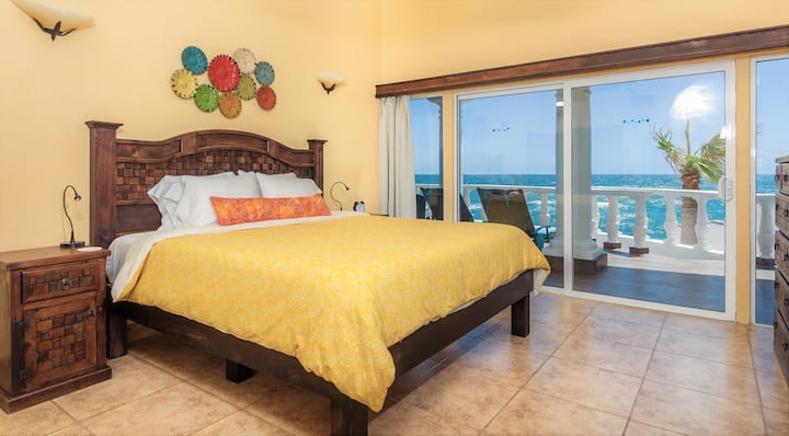 Ocean view bedroom #2 also has a king size memory foam mattress,  premium bedding and an equally exceptional view!
