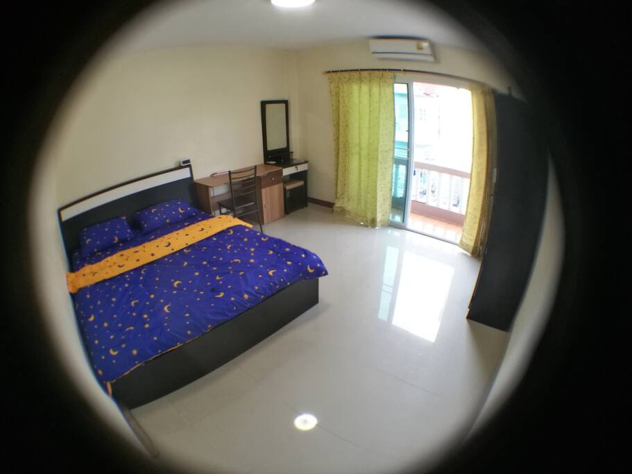 Fl.3 Bedroom, 6 feets king Size Soft Spring Bed in Clean Room. With Desk, Cupboard, small table, Chair and makeup desk.