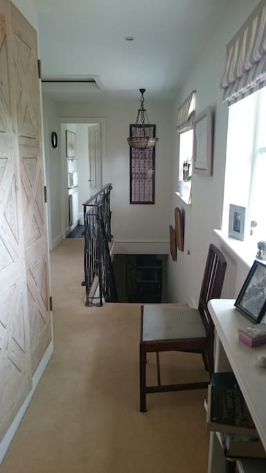 towards the bathroom -