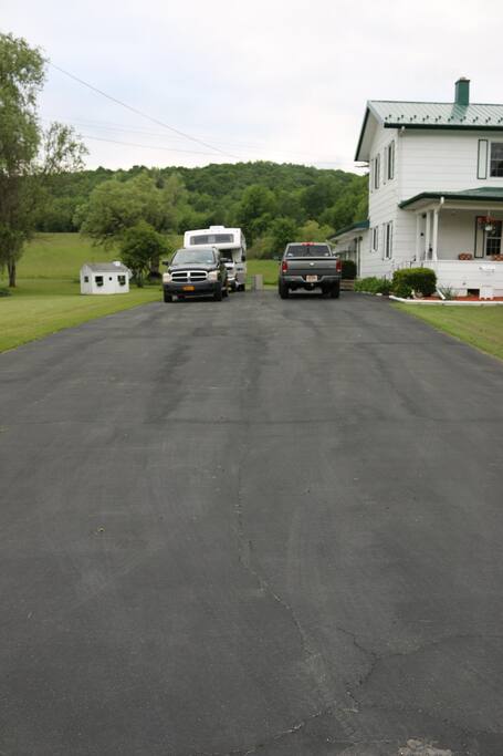 Large paved driveway