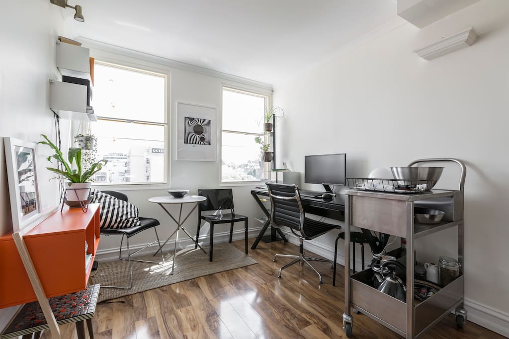 Dining, living and study area.