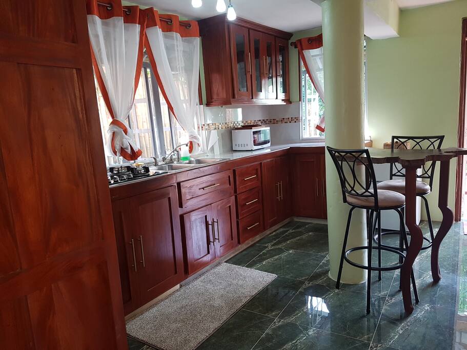 A fully equipped kitchen