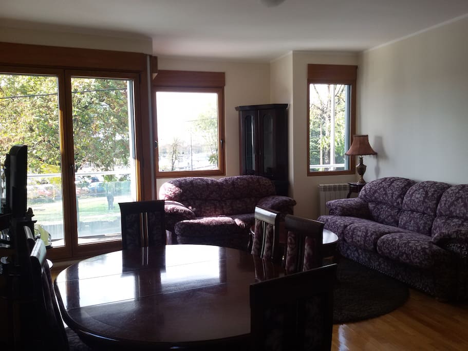 Living room with dining table
