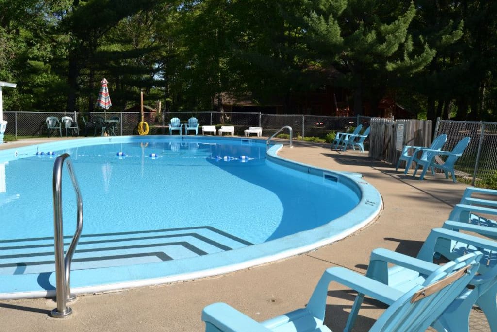 Outdoor pool on property