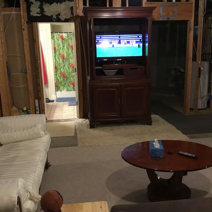 Seating area view #1 with TV
