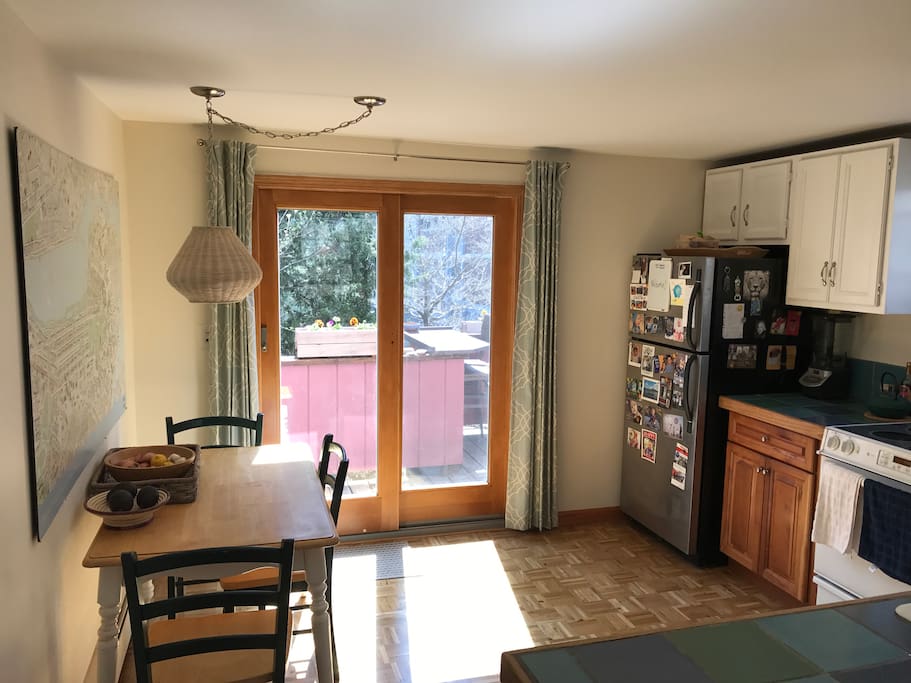Eat in kitchen with patio door to deck.